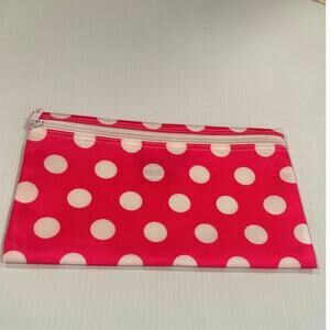 Hot Pink Polka Dot zip up large pouch